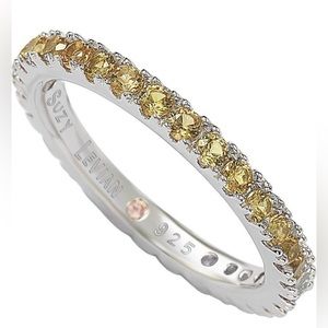 Suzy Levian Sterling Silver Yellow CZ Eternity Band Ring Size 5 NWT